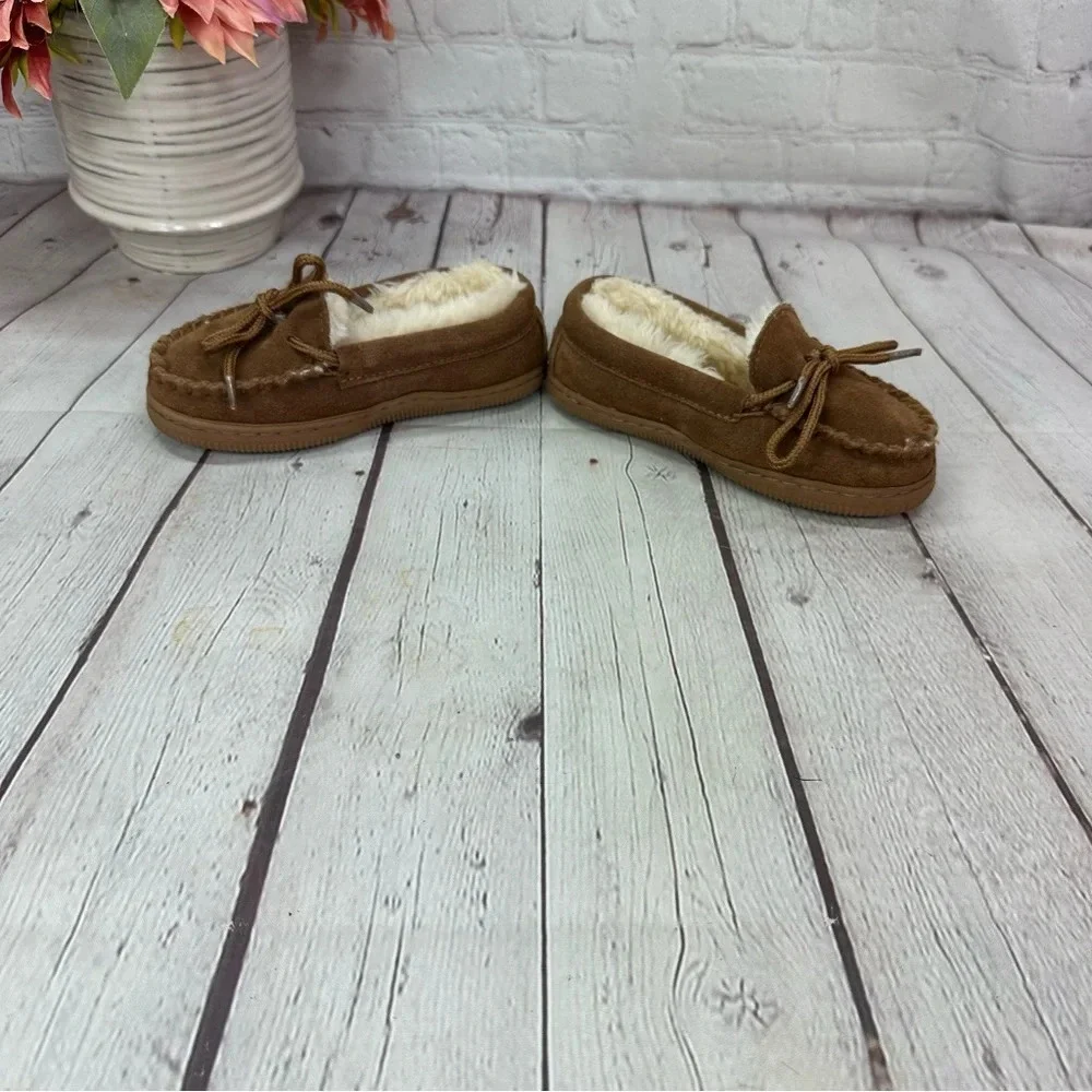 lamo UNISEX toddler brown suede moccasin slipper sz 11Y faux fur festival casual